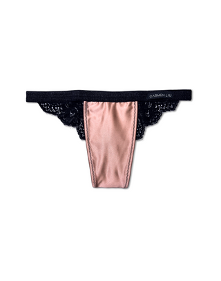 Classy Lace Tucking Thong Champagne