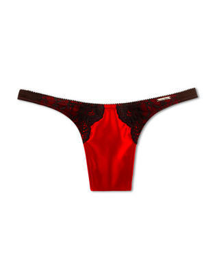 Devotion Satin Tucking Thong Thorn Red