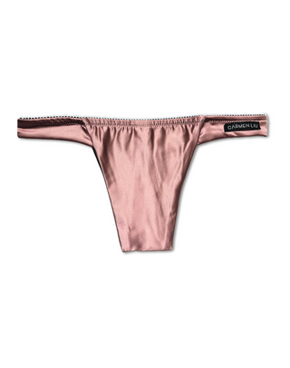 Cute Satin Tucking Thong Champagne