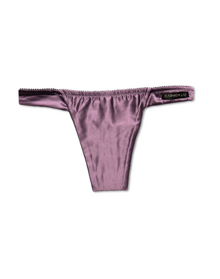 Cute Satin Tucking Thong Soft Lavender